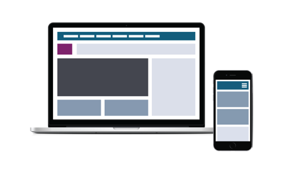 Laptop computer and mobile device Showing our website and mobile application